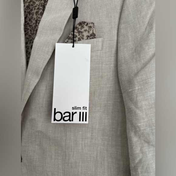 Bar lll Slim Fit Linen Suit Jacket Size 36S  -Tan- - Picture 4 of 7